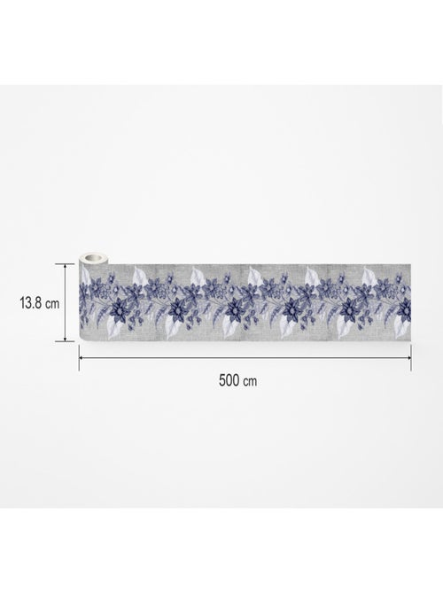 Frise auto-collante fleurs violettes styles peinture - 1 rouleau - Kiabi