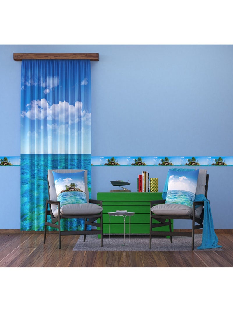 Frise auto-collante Island - 1 rouleau de 14 cm x 500 cm Multicolore - Kiabi