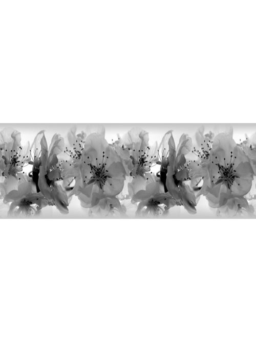 Frise auto-collante orchidées noir et blanc - 1 rouleau de 14 cm x 500 cm - Kiabi