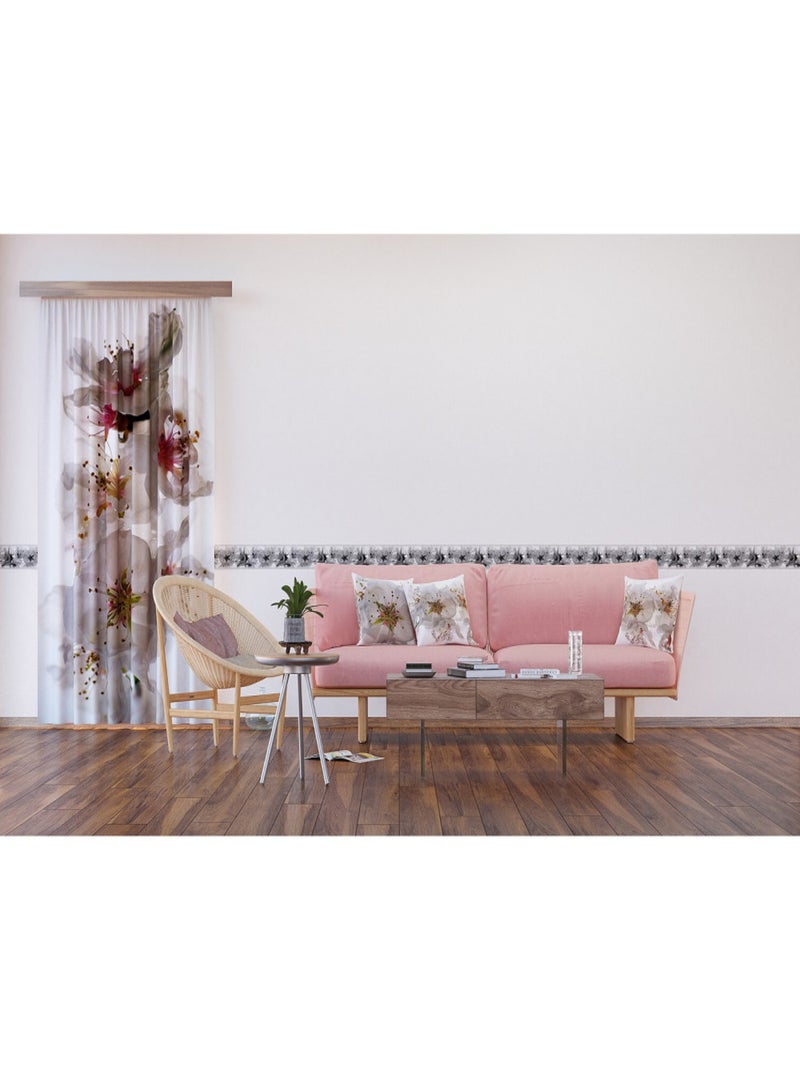 Frise auto-collante orchidées noir et blanc - 1 rouleau de 14 cm x 500 cm Noir Noir - Kiabi