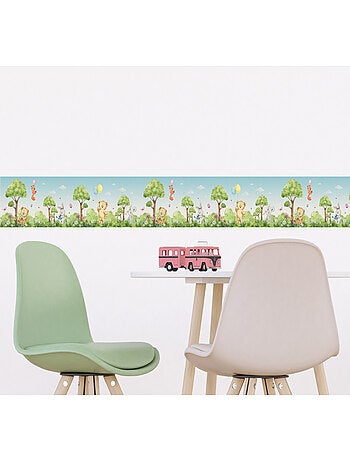 Frise auto-collante ourson, renard et lapin en couleur- 1 rouleau de 0,138 x 5 m