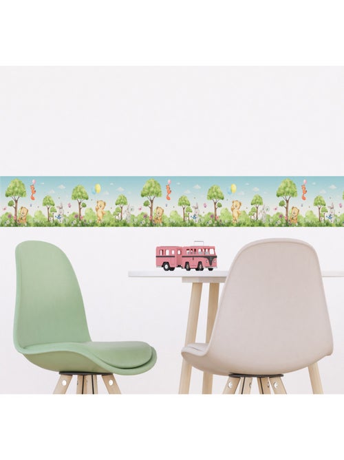 Frise auto-collante ourson, renard et lapin en couleur- 1 rouleau de 0,138 x 5 m - Kiabi