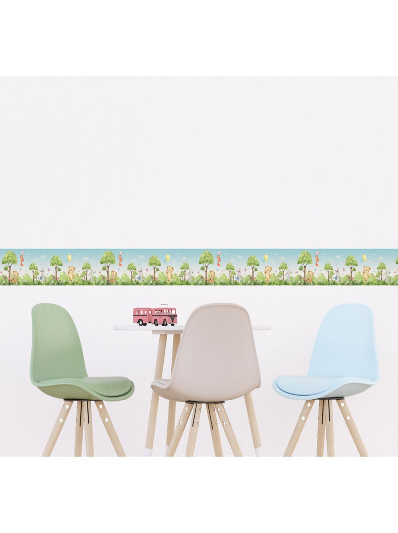 Frise auto-collante ourson, renard et lapin en couleur- 1 rouleau de 0,138 x 5 m Multicolore - Kiabi