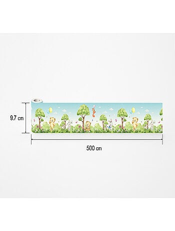 Frise auto-collante ourson, renard et lapin en couleur- 1 rouleau de 0,97 x 5 m