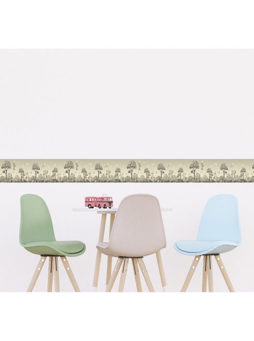 Frise auto-collante ourson, renard et lapin en noir et beige - 1 rouleau de 0,138 x 5 m - Kiabi