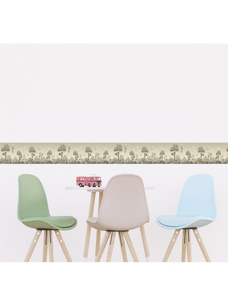 Frise auto-collante ourson, renard et lapin en noir et beige - 1 rouleau de 0,138 x 5 m Multicolore - Kiabi