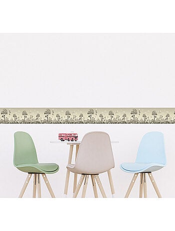 Frise auto-collante ourson, renard et lapin en noir et beige - 1 rouleau de 0,97 x 5 m