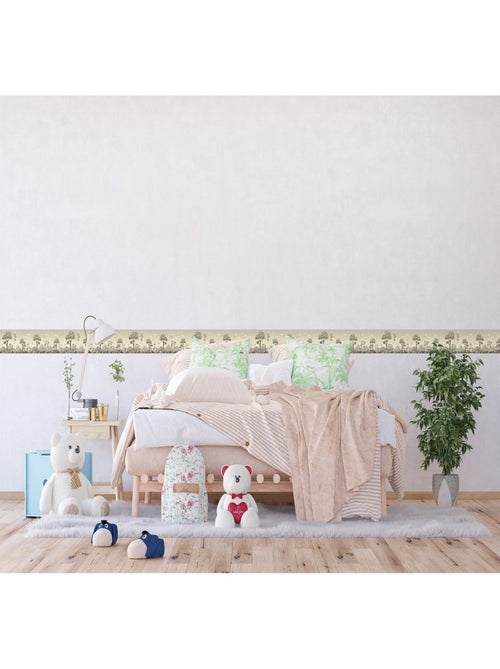 Frise auto-collante ourson, renard et lapin en noir et beige - 1 rouleau de 0,97 x 5 m - Kiabi