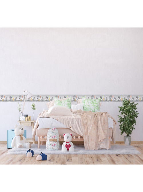 Frise auto-collante ourson, renard et lapin en noir et blanc - 1 rouleau de 0,138 x 5 m - Kiabi