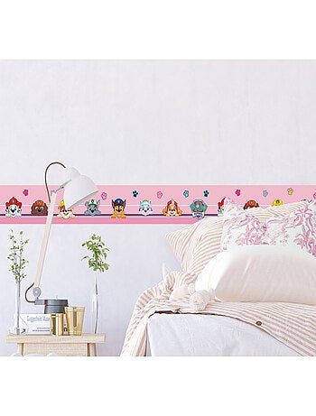 Frise auto-collante Pat'Patrouille 7 personnages sur fond rose