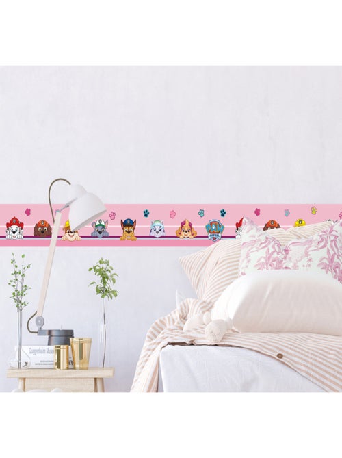 Frise auto-collante Pat'Patrouille 7 personnages sur fond rose - Kiabi