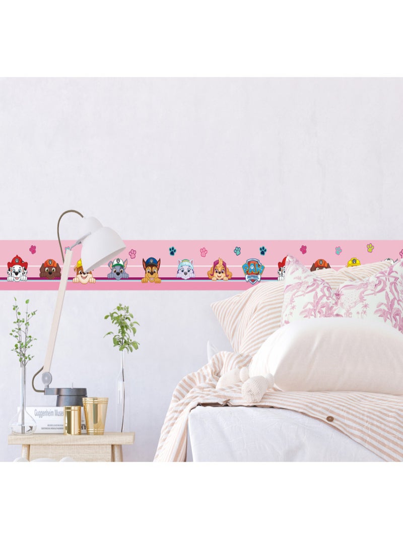 Frise auto-collante Pat'Patrouille 7 personnages sur fond rose Rose - Kiabi