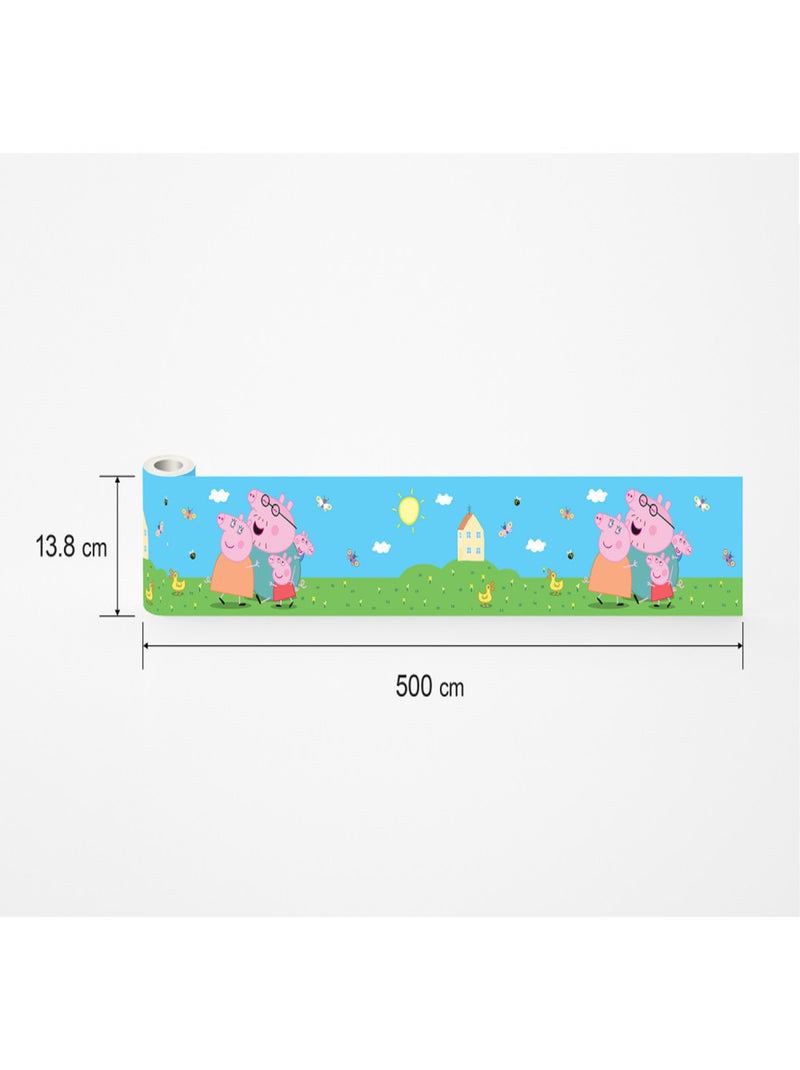 Frise auto-collante Peppa Pig avec sa famille - 1 rouleau de 0,138 x 5 m Multicolore - Kiabi