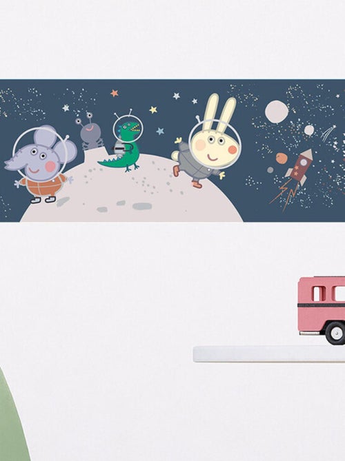 Frise auto-collante Peppa Pig avec sa famille dans l'espace - 1 rouleau de 0,97 x 5 m - Kiabi