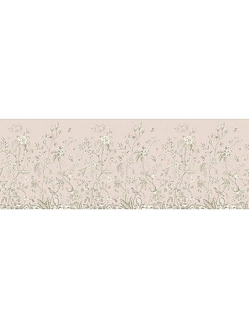 Frise auto-collante rose avec des fleurs - 1 rouleau