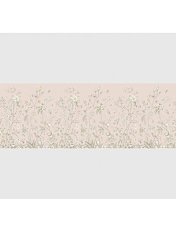 Frise auto-collante rose avec des fleurs - 1 rouleau