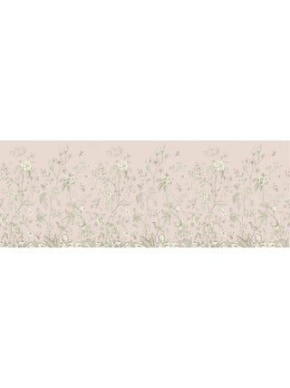 Frise auto-collante rose avec des fleurs - 1 rouleau