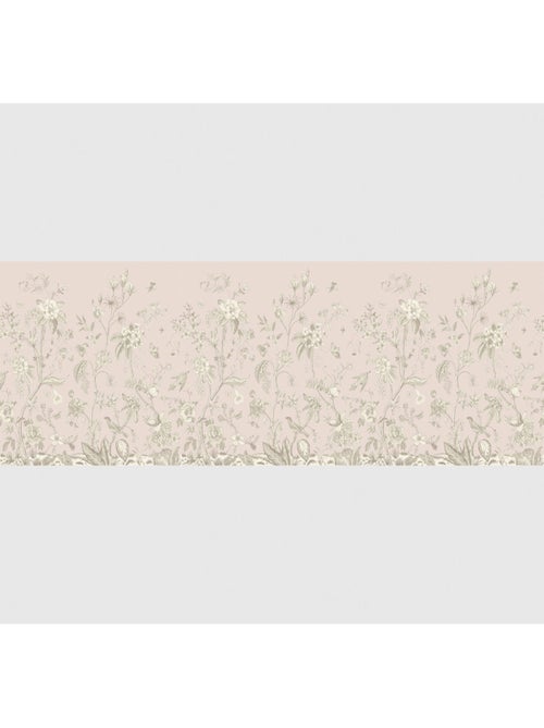 Frise auto-collante rose avec des fleurs - 1 rouleau - Kiabi