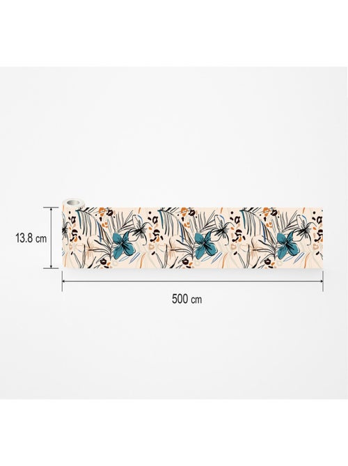 Frise auto-collante rose avec fleurs dessin 1 rouleau - Kiabi