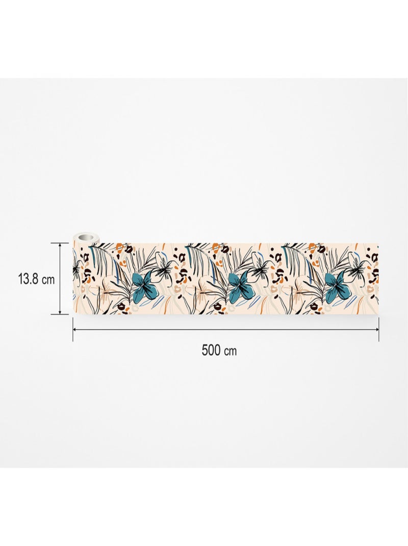 Frise auto-collante rose avec fleurs dessin 1 rouleau Multicolore - Kiabi