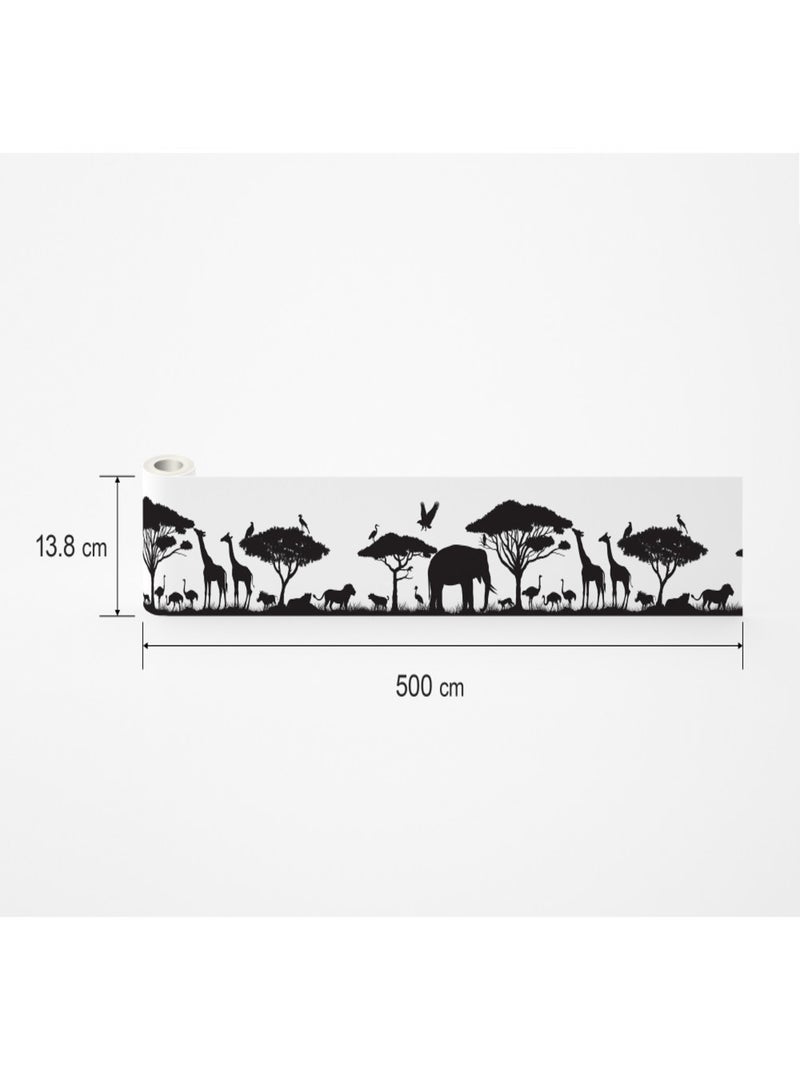 Frise auto-collante safari animaux de la savane noir et blanc Multicolore - Kiabi