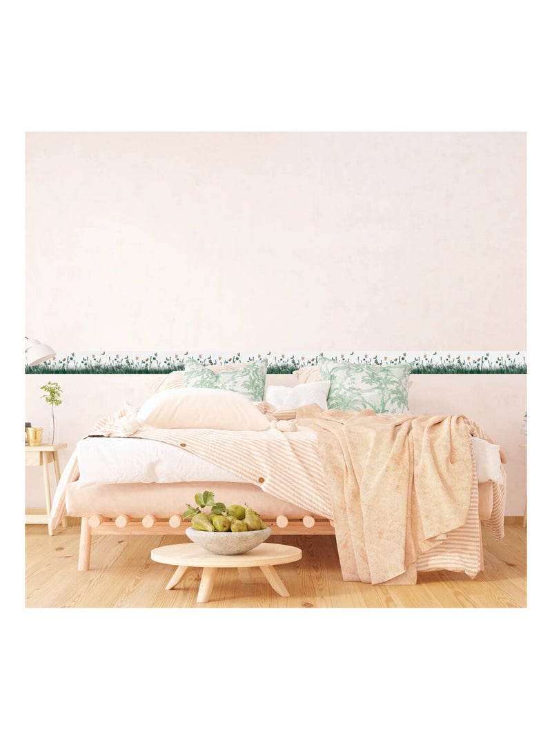 Frise auto-collante Silhouette d'herbe et papillon Blanc - Kiabi