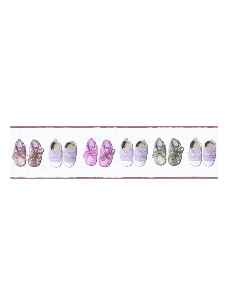 Frise Imprimée "Farandole de Chaussons" Gris Rose - Kiabi