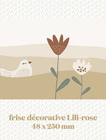 Frise papier peint lili-rose