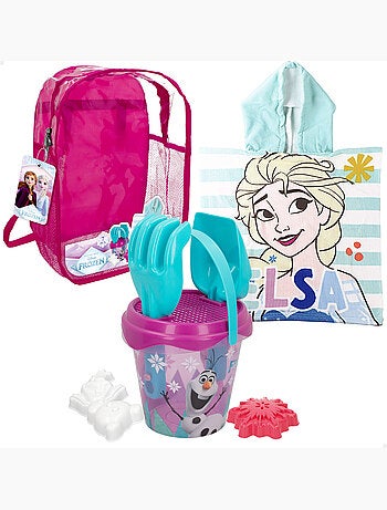 Frozen seau de plage avec accessoires sac à dos et poncho