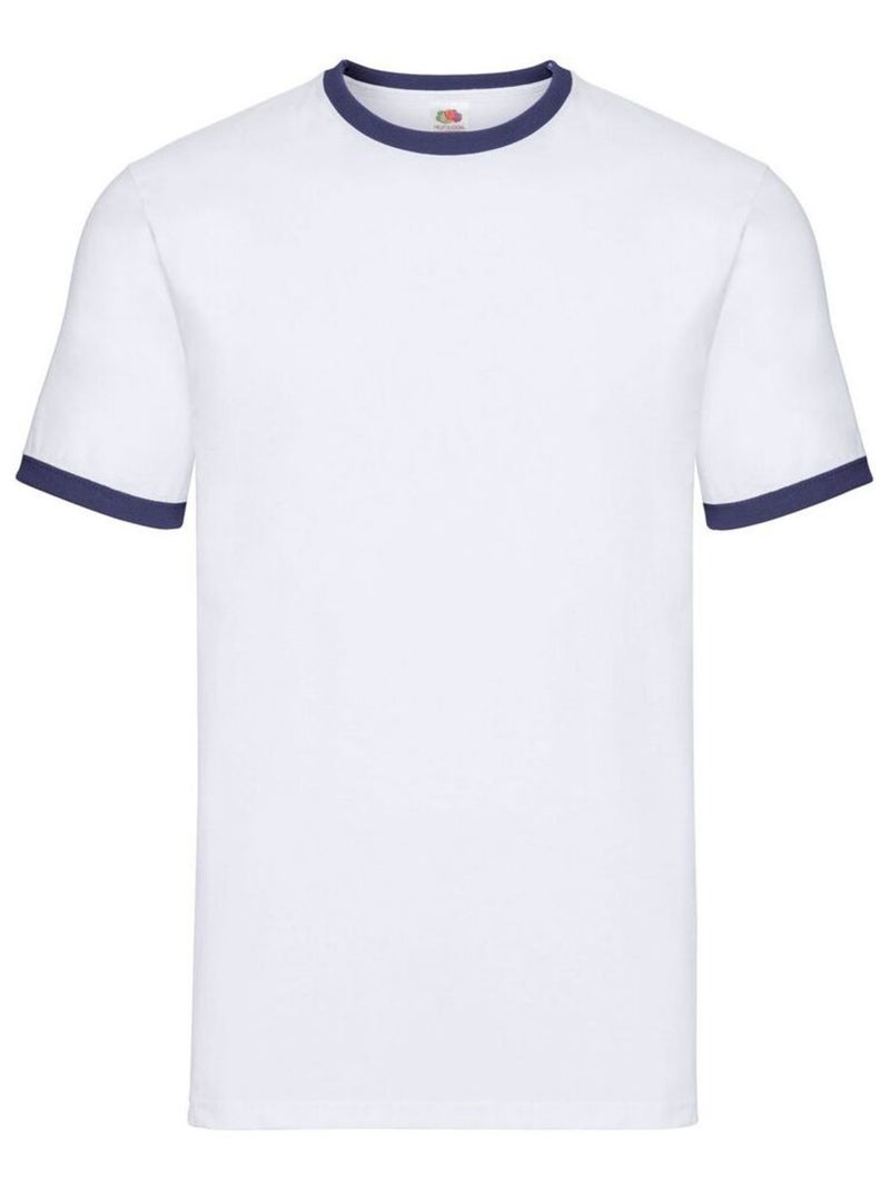 FruÇa of the Loom - T-shirt RINGER Blanc Bleu - Kiabi