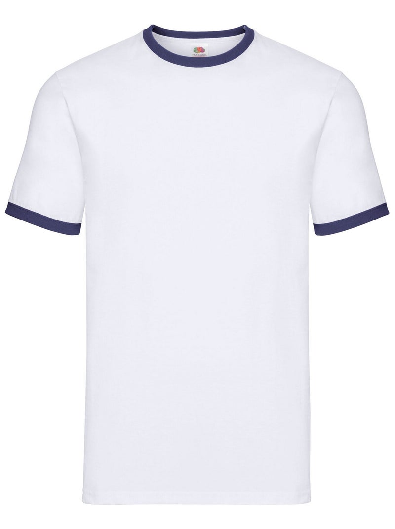 FruÇa of the Loom - T-shirt RINGER Blanc Bleu - Kiabi