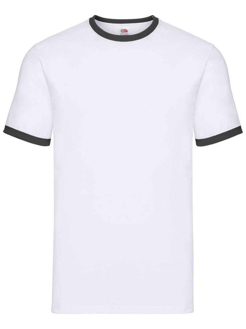 FruÇa of the Loom - T-shirt RINGER Blanc Noir - Kiabi