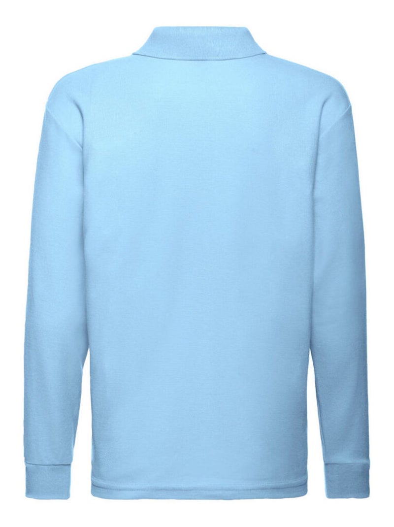Fruit of the Loom - Polo manches longues Bleu ciel - Kiabi