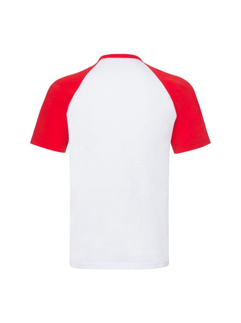 Fruit of the Loom - T-shirt manches courtes baseball Blanc/Rouge - Kiabi
