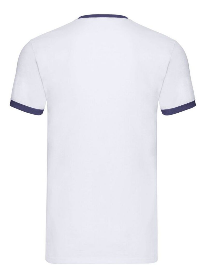 Fruit of the Loom - T-shirt RINGER Blanc Bleu - Kiabi