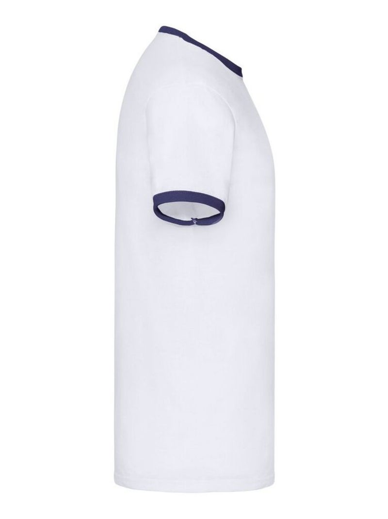 Fruit of the Loom - T-shirt RINGER Blanc Bleu - Kiabi