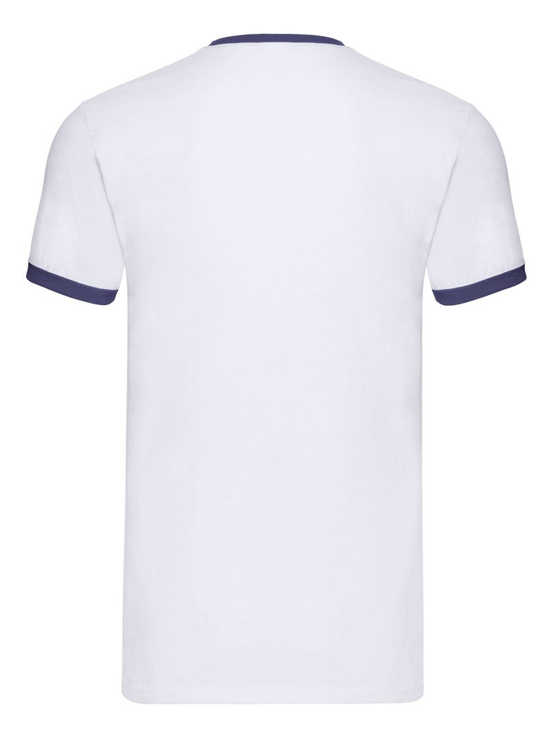 Fruit of the Loom - T-shirt RINGER Blanc Bleu - Kiabi