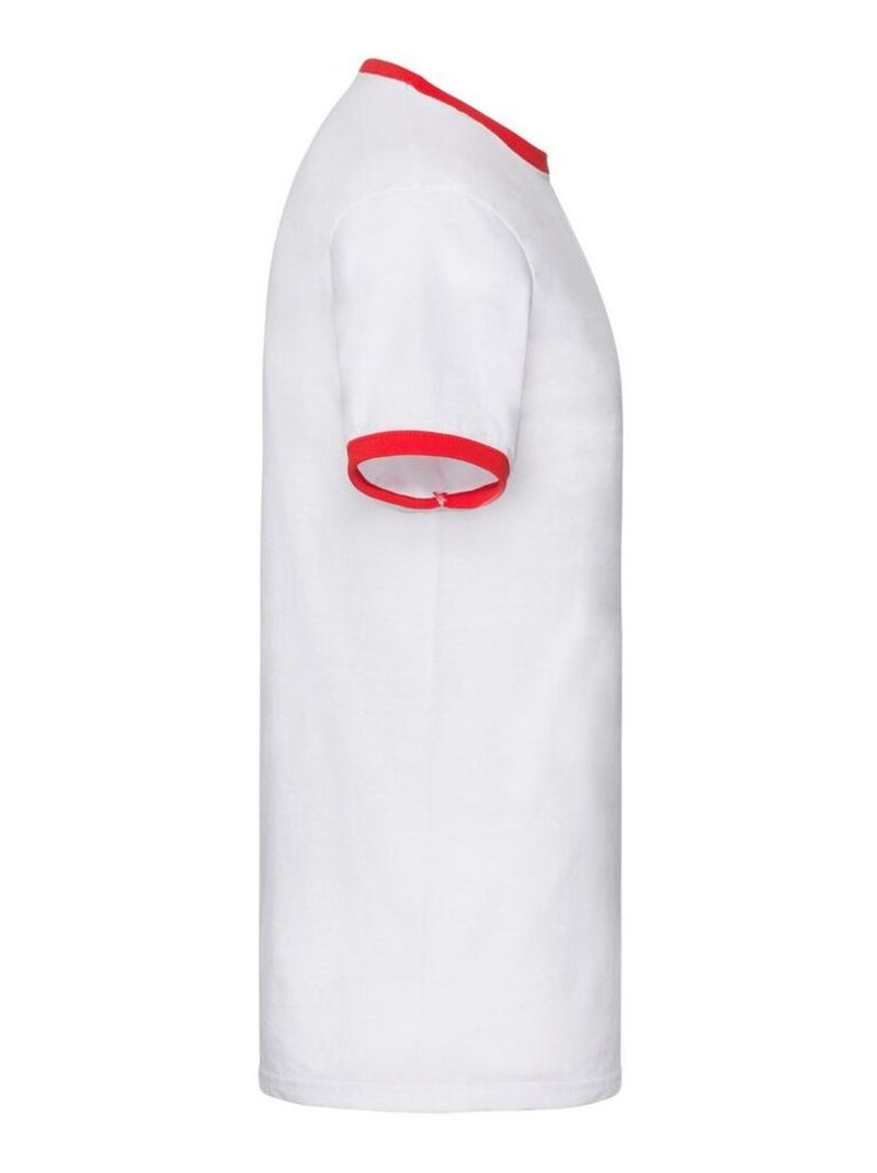 Fruit of the Loom - T-shirt RINGER Blanc Rouge - Kiabi