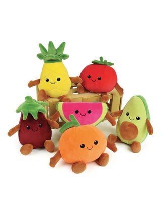 Fruity's Cagette de 6 peluches fruits et légumes
