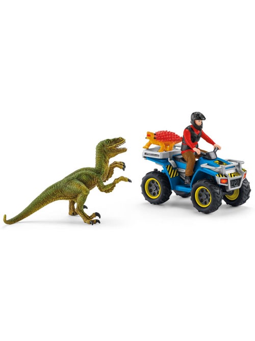 Fuite sur quad face au vélociraptor - Kiabi