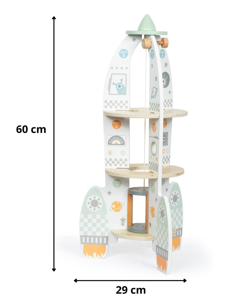 Fusée spatiale en bois avec ascenseur et accessoires Mamabrum N/A - Kiabi