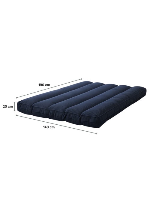 Futon déhoussable 2 places en velours côtelé BANANAIR 140x190 cm - Kiabi