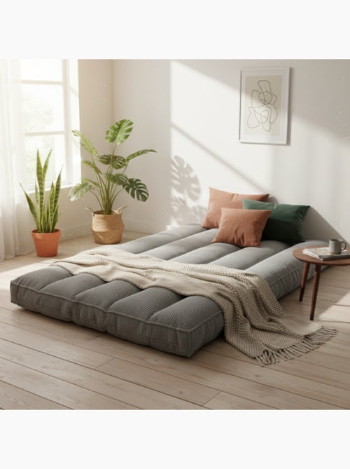 Futon déhoussable 2 places en velours côtelé BANANAIR 140x190 cm - Kiabi