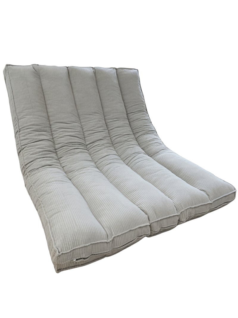 Futon déhoussable 2 places en velours côtelé BANANAIR 140x190 cm Gris clair - Kiabi