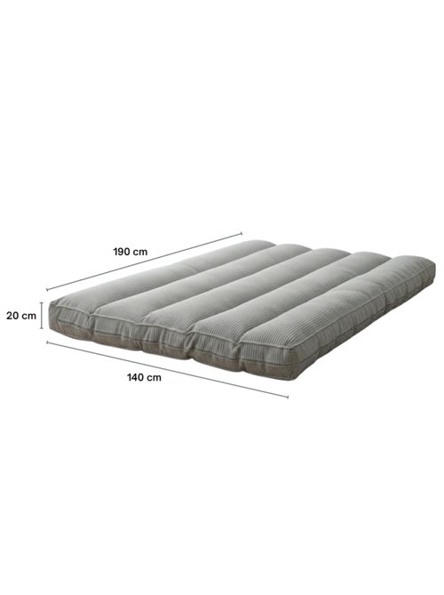 Futon déhoussable 2 places en velours côtelé BANANAIR 140x190 cm - Kiabi