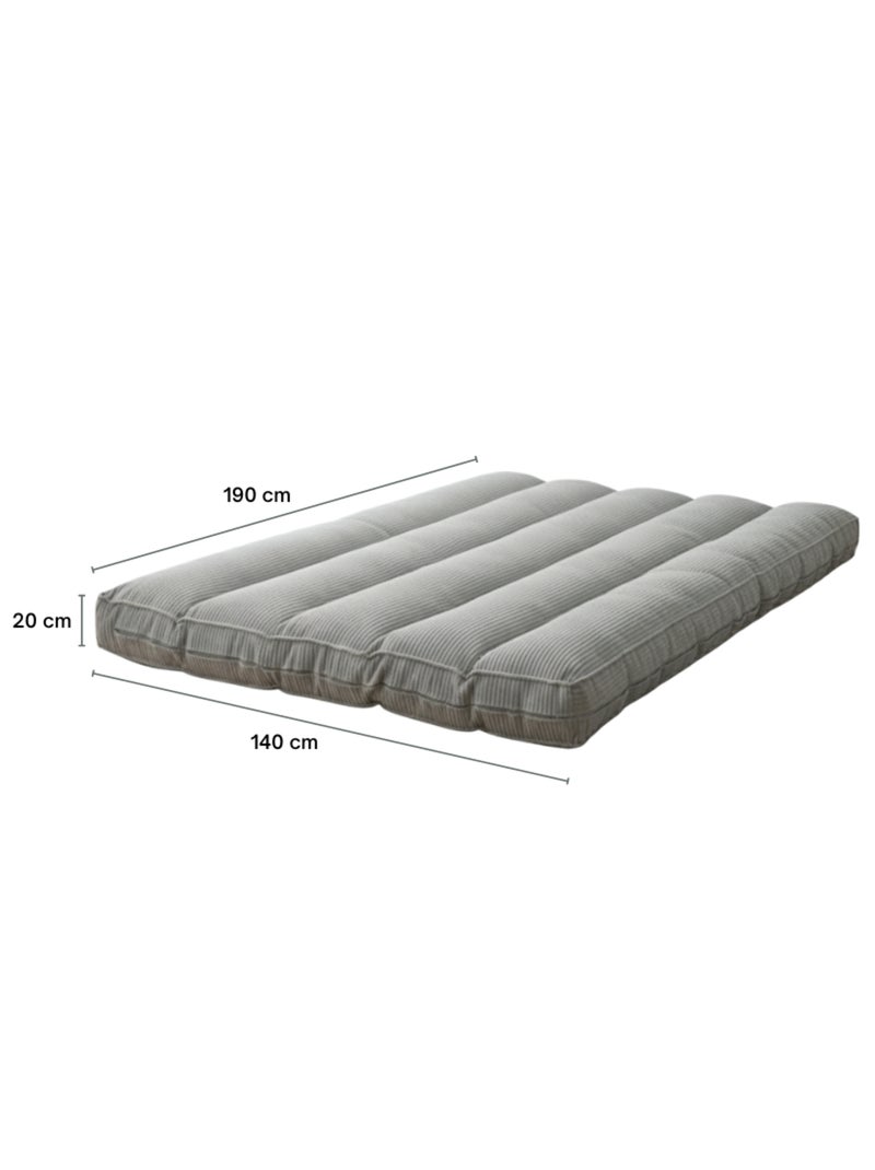 Futon déhoussable 2 places en velours côtelé BANANAIR 140x190 cm Gris clair - Kiabi