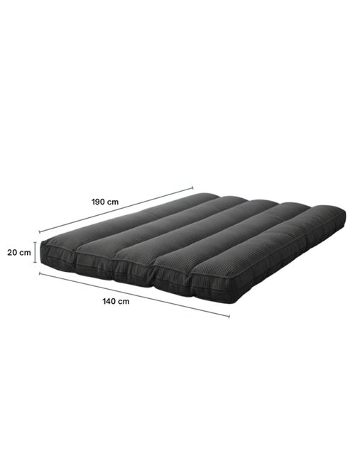 Futon déhoussable 2 places en velours côtelé BANANAIR 140x190 cm - Kiabi