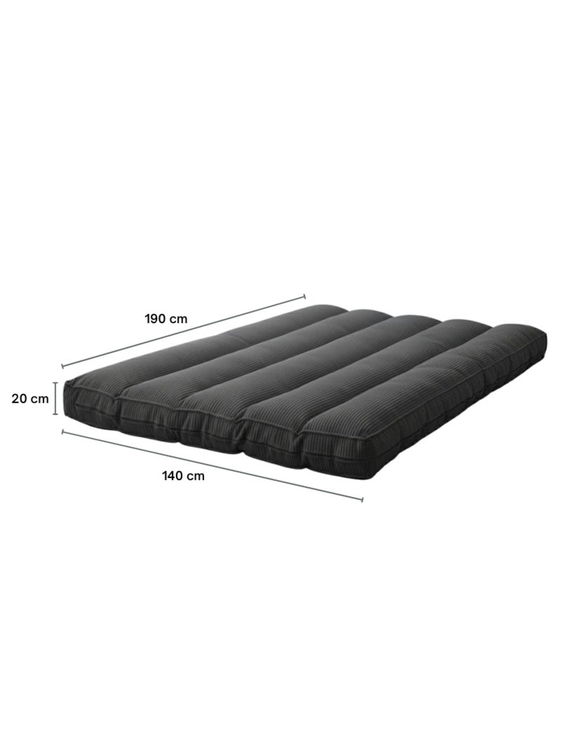 Futon déhoussable 2 places en velours côtelé BANANAIR 140x190 cm Gris foncé - Kiabi