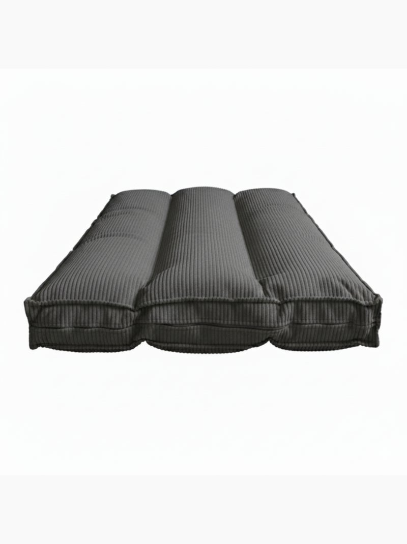 Futon déhoussable en velours côtelé BANANAIR 90x190 cm Gris foncé - Kiabi