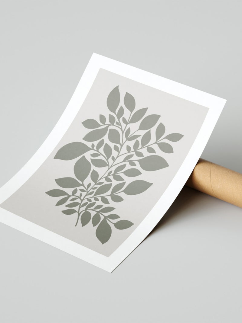 Future Home - Affiche papier imprimé feuilles sans cadre Gris - Kiabi